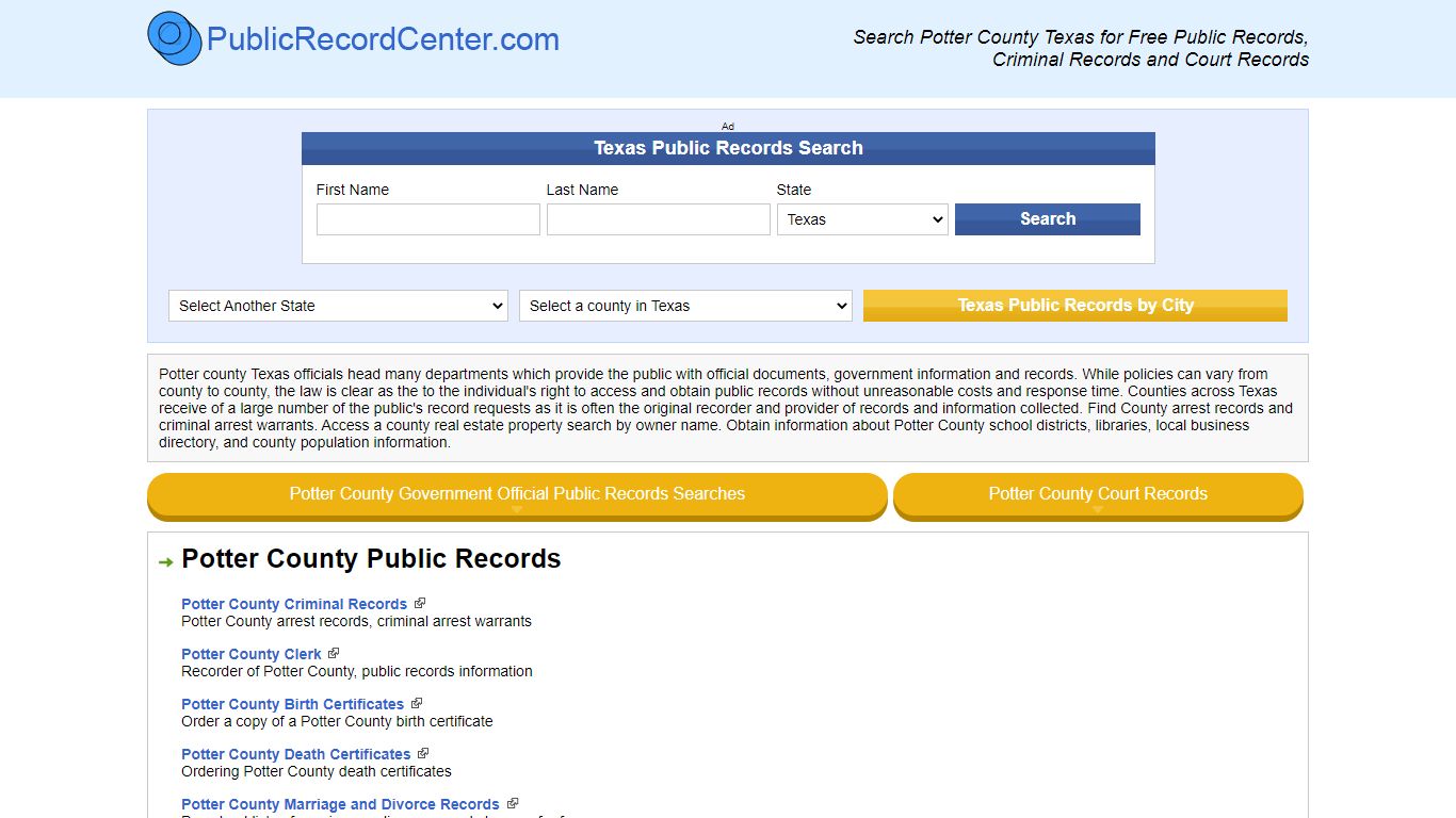 Potter County Texas Free Public Records - Court Records ...
